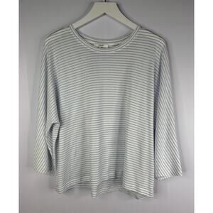 Vince Pencil Stripe Dolman Sleeve Top Womens Sz M Blue White Minimalist Coastal